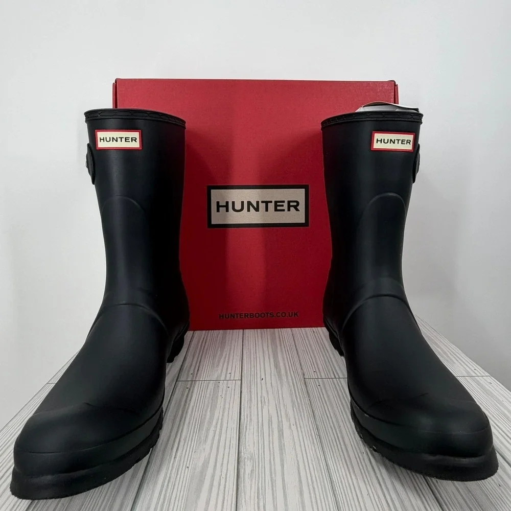NEW HUNTER Women's Original‎ Waterproof Adjustable Short Rain Boots Navy Blue 10